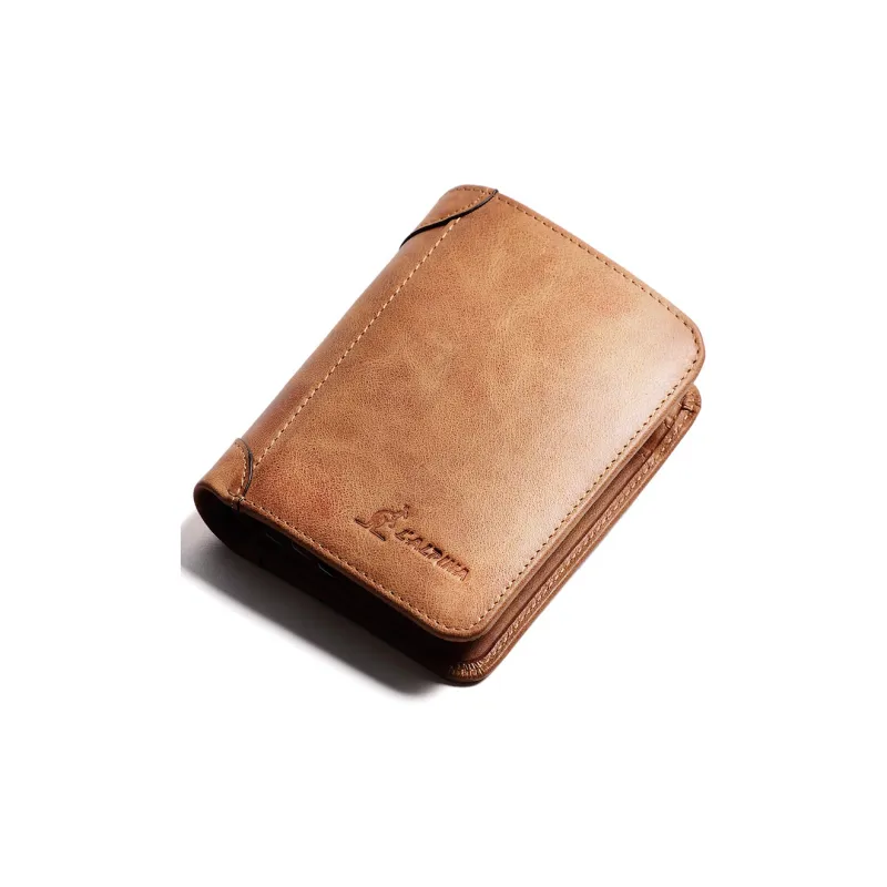 L'ALPINA Cow Leather Wallet Regular Men's Coffee/Yellow Brown-8