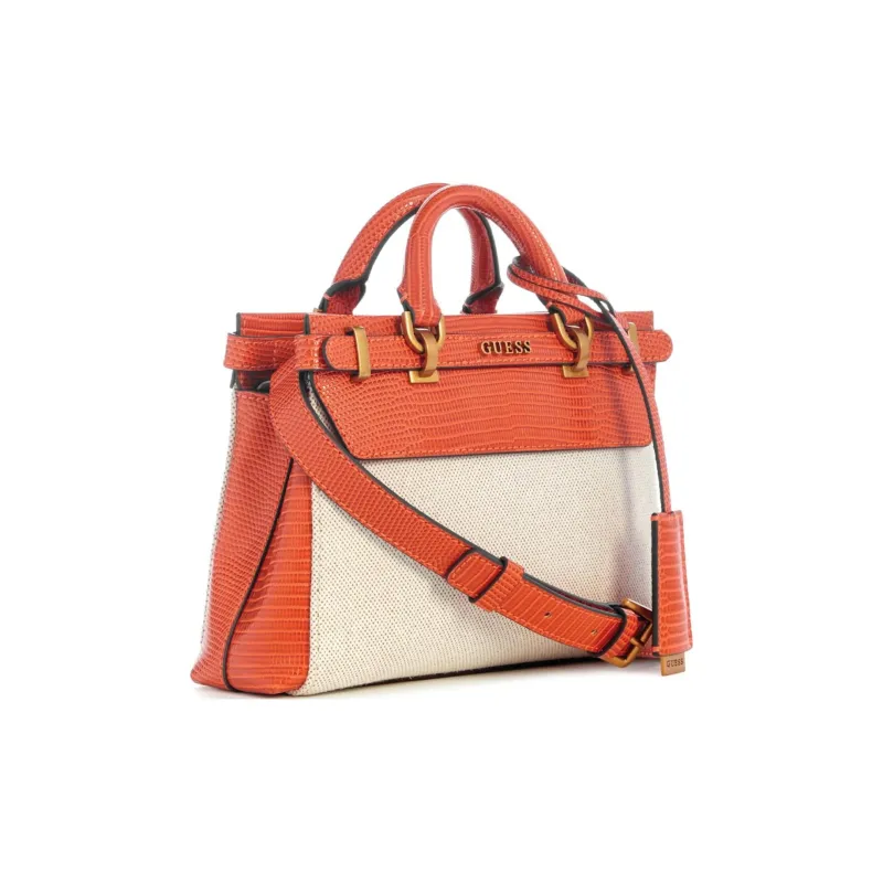 GUESS Canvas Handbag Shoulder Bag Crossbody Bag Mini Women's Orange Beige-1