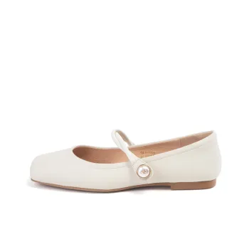 ST&SAT Low Vamp Unlined Shoes Grandma Shoes Flat Women's White 2024 Spring And Summer New Arrival
