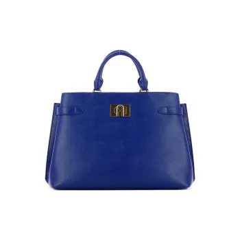 Furla 1927 Collection Genuine Leather Shoulder Bag Crossbody Bag Large Size Unisex Blue