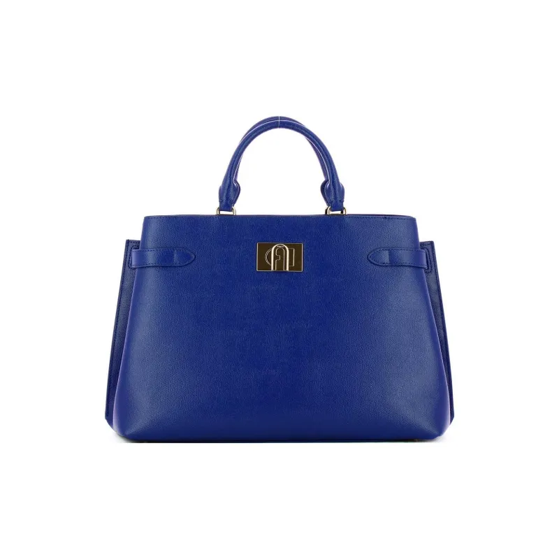 Furla 1927 Collection Genuine Leather Shoulder Bag Crossbody Bag Large Size Unisex Blue-0