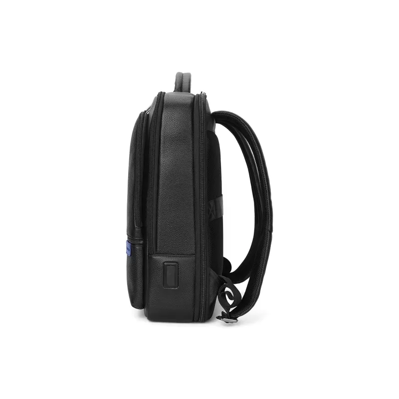 NAVIGARE Top Grain Cow Leather Backpack Laptop Bag Tubas Men's Black-2