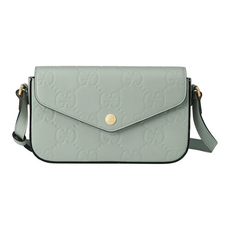 GUCCI Leather Crossbody Bag Shoulder Bag Women's Light Green-0