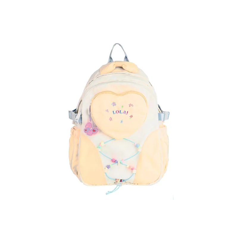 LOLA DESIGN Polyester Backpack Women's Pink/Light Yellow-1