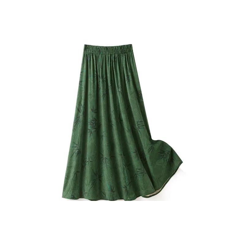 Cypress House Casual Long Skirt Women's Ink Green Bamboo Leaf-1