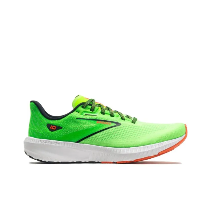 Brooks Launch 10 Cushioning Wear Resistant Low Top Running Shoes Men's Neon Green-1