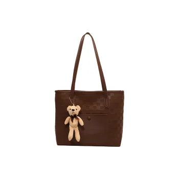 JANE KLAIN Synthetic Leather Tote Bag Shopping Bag Shoulder Bags Large Size Women's Brown/Black/Ecru