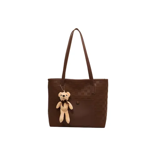 JANE KLAIN Synthetic Leather Tote Bag Shopping Bag Shoulder Bags Large Size Women's Brown/Black/Ecru