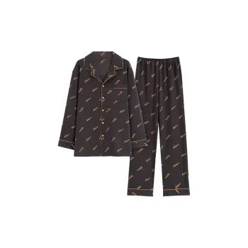 The Story Of The Flower Season Men's 100% Cotton Pajama Spring And Fall Pants Plus Size Loose Fit Pajama Men's Black