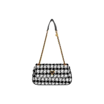 GUESS Tweed Shoulder Bag Crossbody Bag Women's Marble Block With White Accents