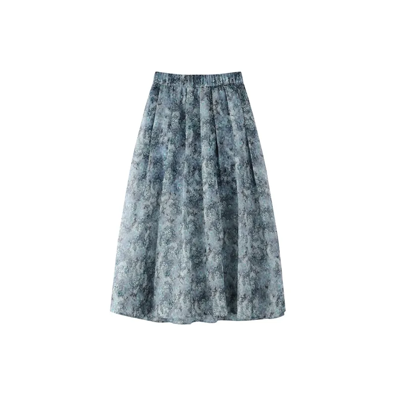 THE SEA LIFE Casual Long Skirt Women's Sky Blue-1