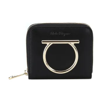 FERRAGAMO Calfskin Wallet Small Size Women's Black