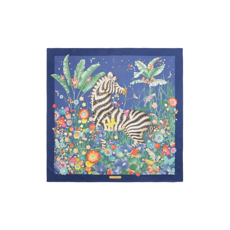 FERRAGAMO Silk Scarves Women's Blue-0