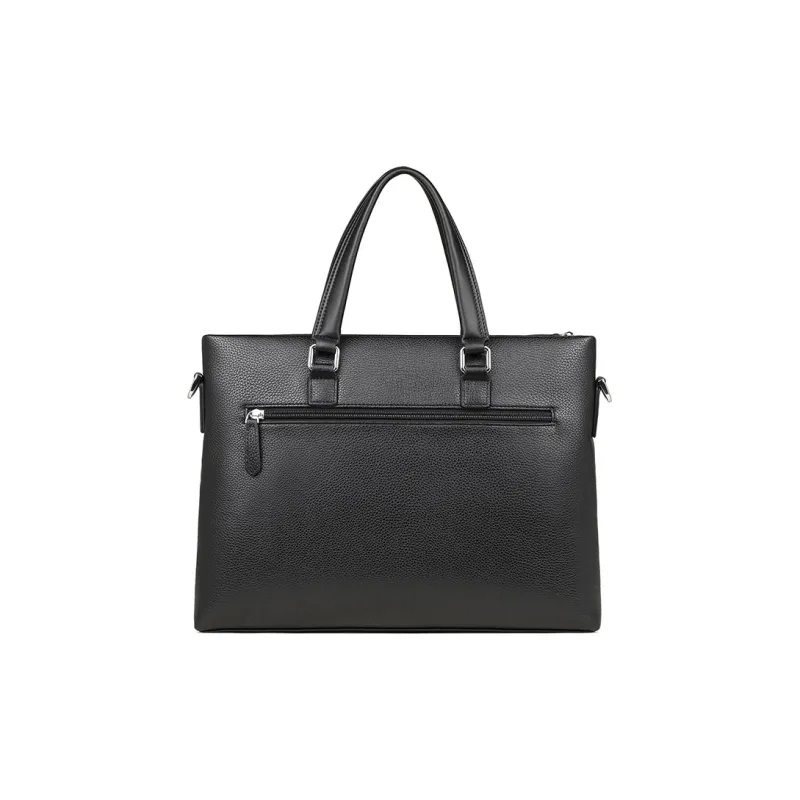 L'ALPINA Cow Leather Handbag, Laptop Bag, Briefcase Tubas Men's Black-2