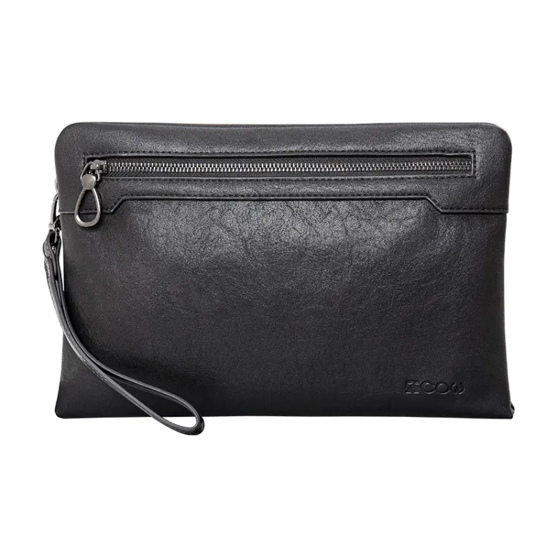 COW Vintage Cow Leather Texture Microfiber Clutch Large Size Men's Black-0