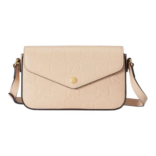 GUCCI Leather Crossbody Bag Shoulder Bag Women's Light Beige