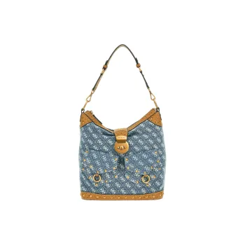 GUESS Cotton Denim Hobo Bag Shoulder Bag Regular Women's Blue