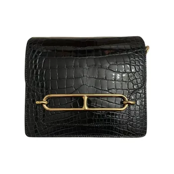 HERMES Roulis Crocodile Leather Pig Nose Bag, Crossbody Bag, Shoulder Bag Mini Women's
