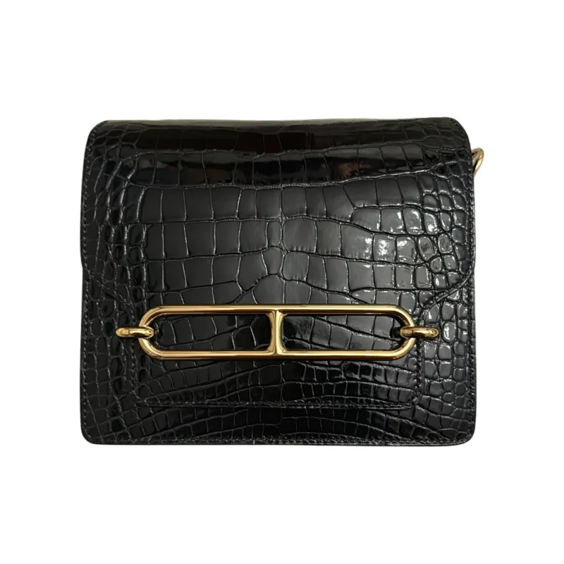 HERMES Roulis Crocodile Leather Pig Nose Bag, Crossbody Bag, Shoulder Bag Mini Women's-0