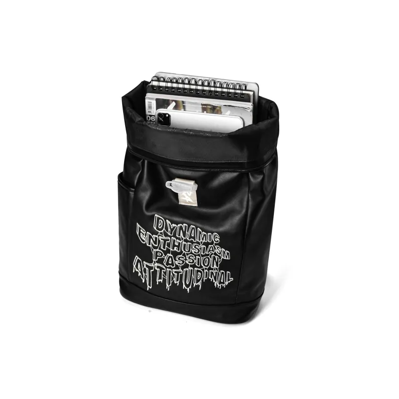 DRACONITE PU Student Backpack Regular Unisex Obsidian Black-4