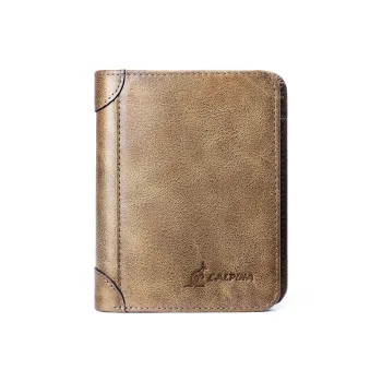 L'ALPINA Cow Leather Wallet Regular Men's Coffee/Yellow Brown