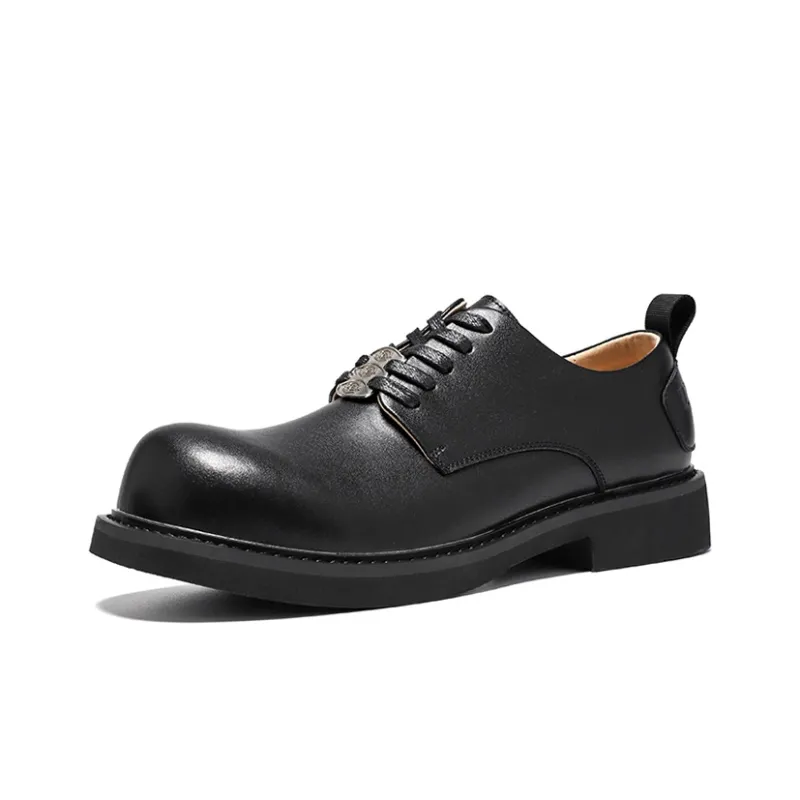 GZZ Dress Shoes Men Low Top Black-0