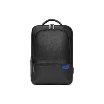NAVIGARE Top Grain Cow Leather Backpack Laptop Bag Tubas Men's Black