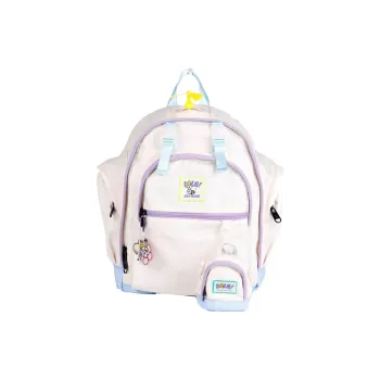 LOLA DESIGN Nylon Fabric Backpack Large Size Women's Milk White/Lemon