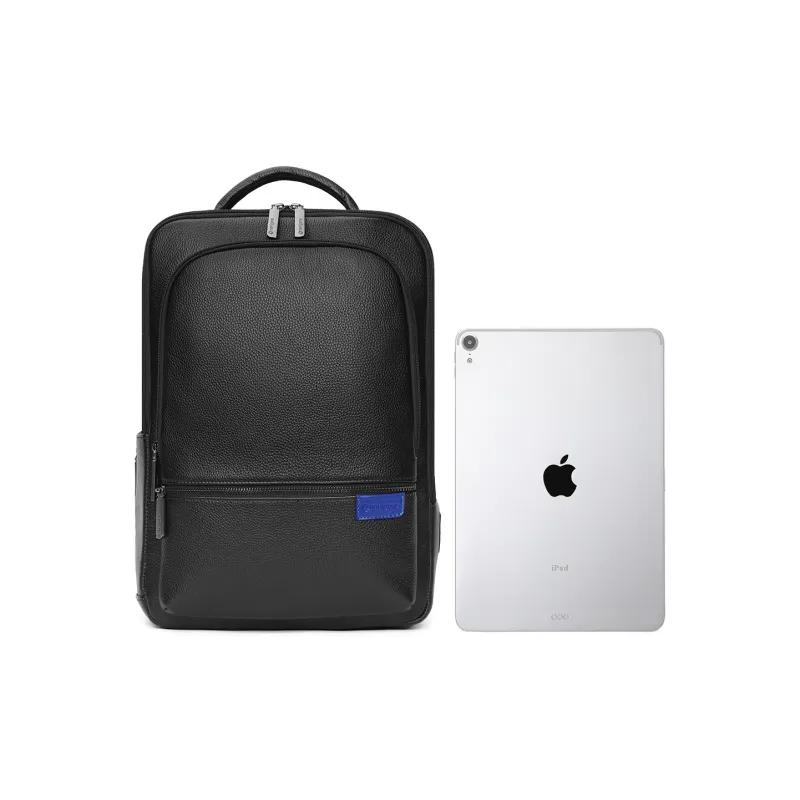 NAVIGARE Top Grain Cow Leather Backpack Laptop Bag Tubas Men's Black-3