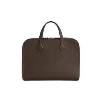 HERMES Victoria Light Togo Calfskin Business Bag Briefcase Handbag Men's 4C Ecorce Bark Color