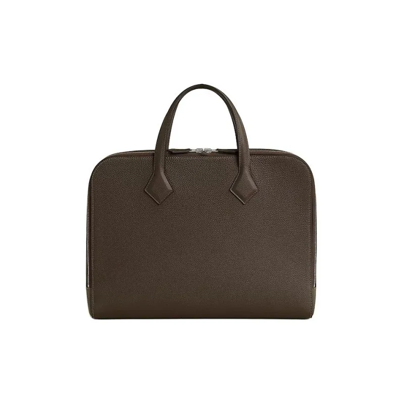 HERMES Victoria Light Togo Calfskin Business Bag Briefcase Handbag Men's 4C Ecorce Bark Color-0