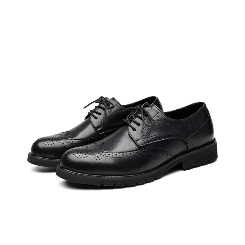 GZZ Dress Shoes Men Low Top Black-2