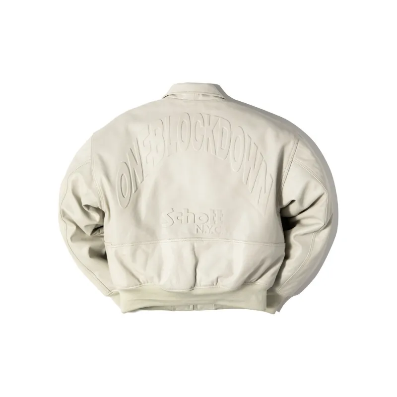 Schott N.Y.C. x One Block Down SS24 Leather Jacket Unisex Milk White-1