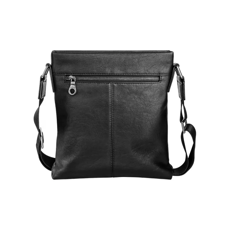 COW Leather Texture Microfiber Synthetic Leather Crossbody Bag Backpack Shoulder Bag Large Size Men's Black-7