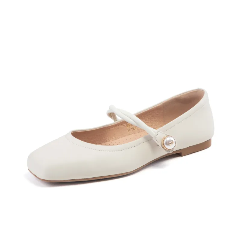 ST&SAT Low Vamp Unlined Shoes Grandma Shoes Flat Women's White 2024 Spring And Summer New Arrival-6