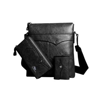 COW PU Briefcase Backpack Crossbody Bag Shoulder Bag Large Size Men's Black/Coffee