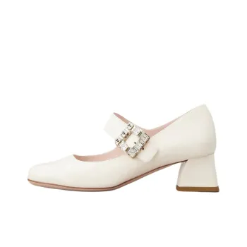 Roger Vivier Chunky Heel Mary Jane Shoes 4.5cm Women's White