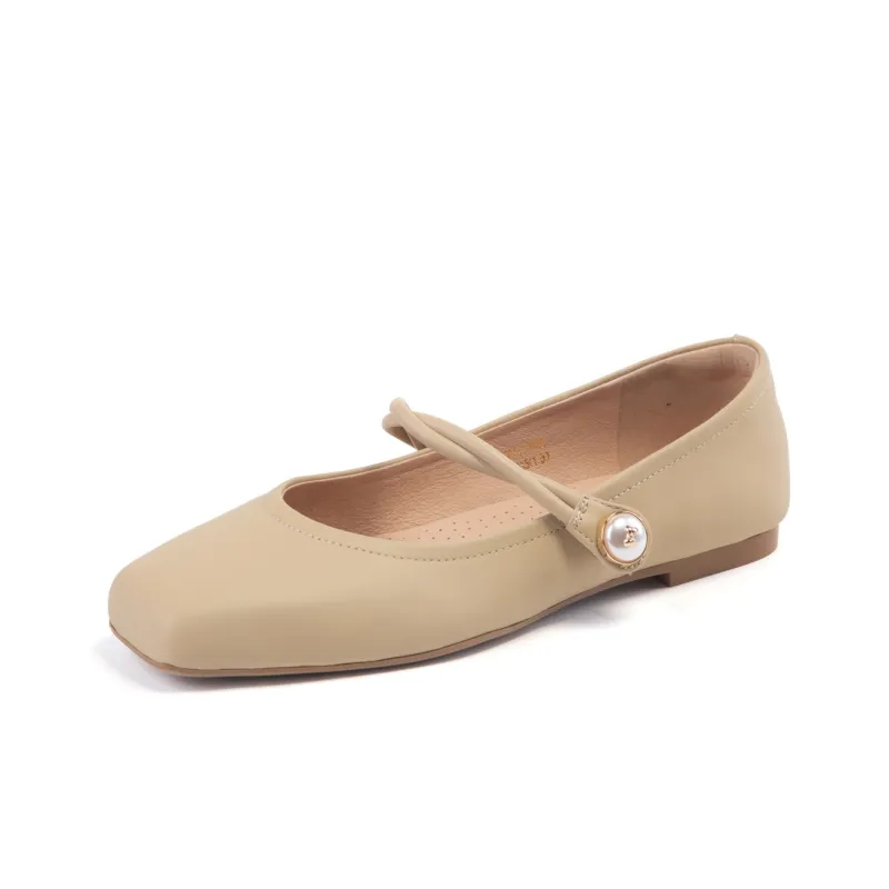 ST&SAT Low Vamp Unlined Shoes Grandma Shoes Flat Women's White 2024 Spring And Summer New Arrival-1