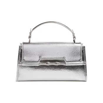 GUESS Genuine Leather Shoulder Bag Crossbody Bag Handbag Women's Silver