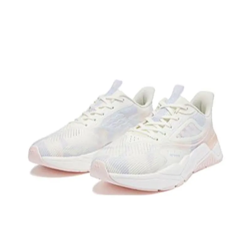 QIAODAN Breathable And Lightweight Low Top Running Shoes Women's White Pink-2