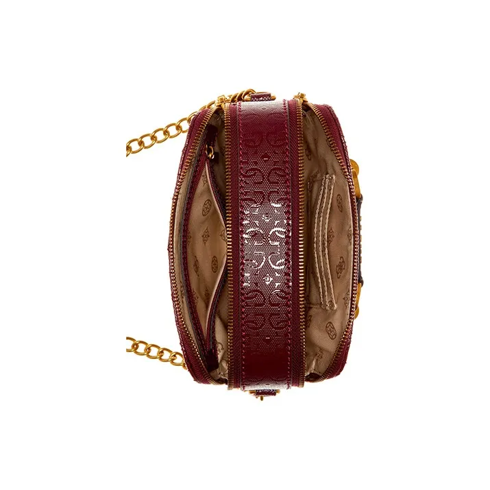 GUESS Artificial Leather Camera Bags Crossbody Bag Shoulder Bag Women's Burgundy-3