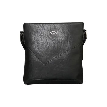 COW Microfiber Synthetic Leather Crossbody Bag Shoulder Bag Large Size Men's Black