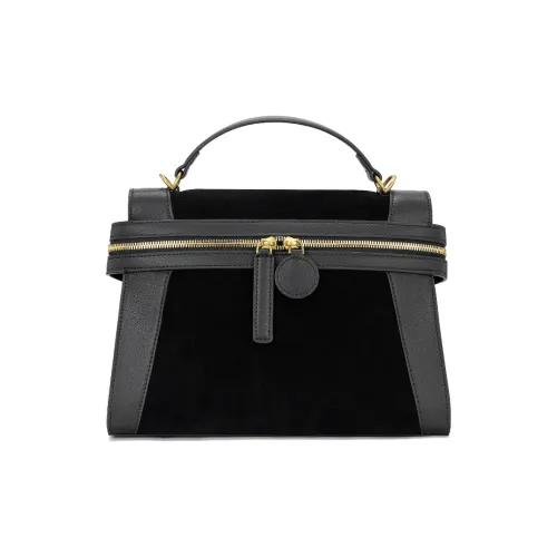 ROBERTA DI CAMERINO Cow Leather Briefcase, Shoulder Bag, Crossbody Bag, Handbag Heiress Medium Size Women's Black/Khaki