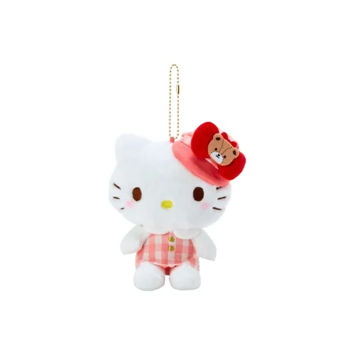 Sanrio Hello Kitty Colorful Plaid Newsboy Cap Dolls Plush Pendant 16cm High