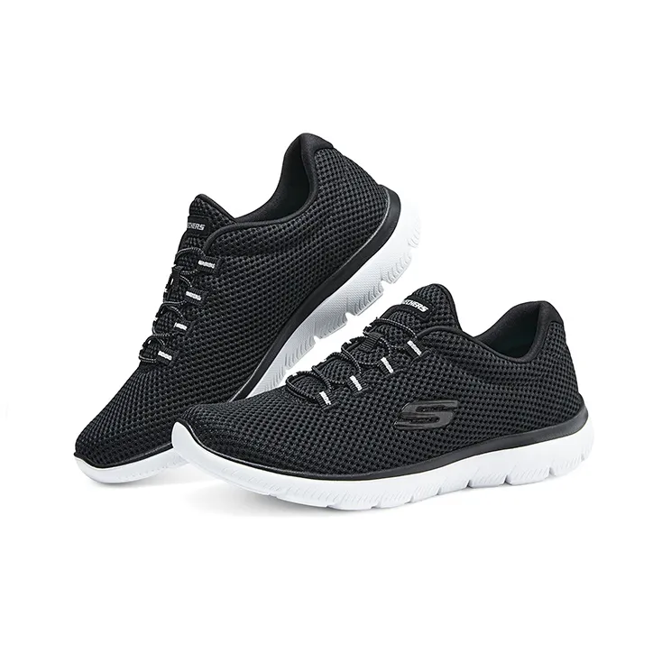 Skechers Cushioning, Breathable, Lightweight Low Top Casual Shoes Women's Black White-2