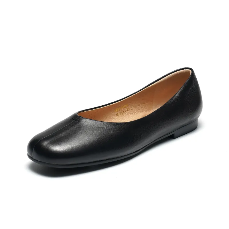 ST&SAT Light Mouth Single Shoe Low Heel Flat Women's Black White 2024 Spring And Summer New Arrival-1