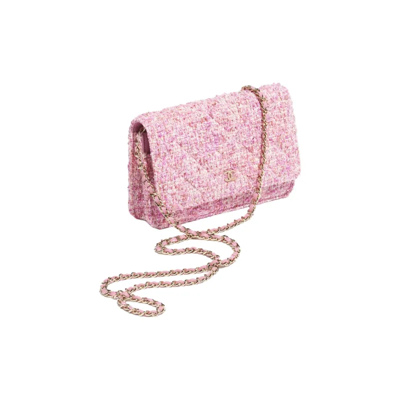 CHANEL WOC Cotton Twill Soft Woolen Portable Crossbody Bag, Shoulder Bag Regular Women's Pink & Ivory-1
