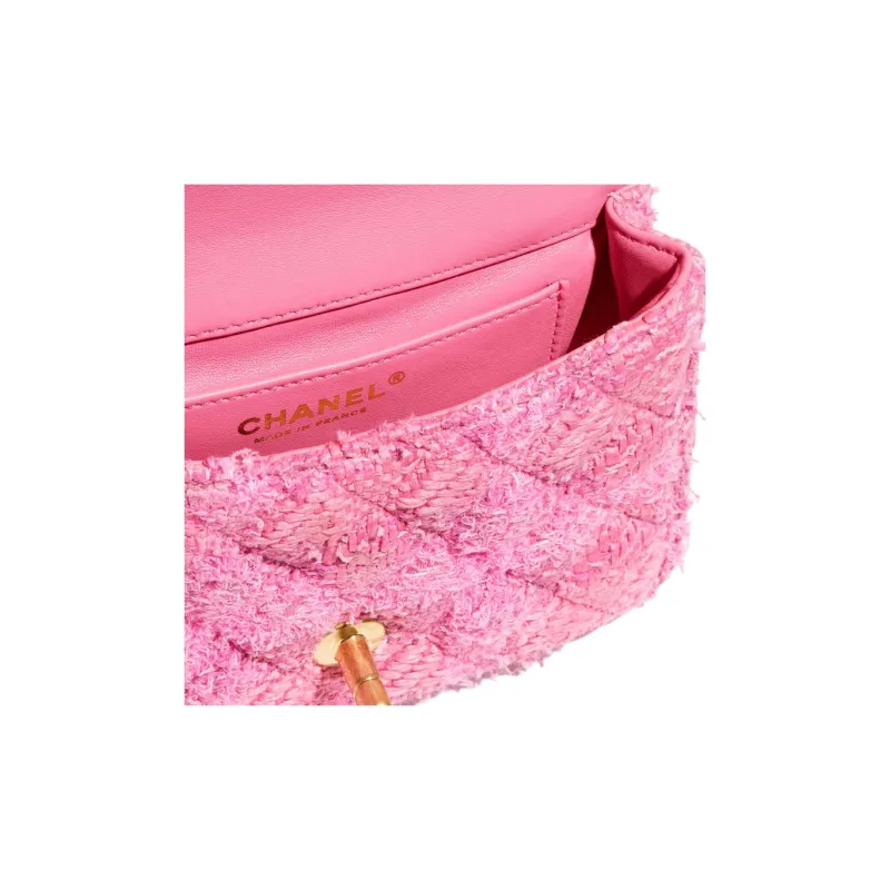 CHANEL Cotton Twill Velvet With Artificial Pearl Mouth Cover Bag Crossbody Bag Mini Women's Pink & Dark Pink-3