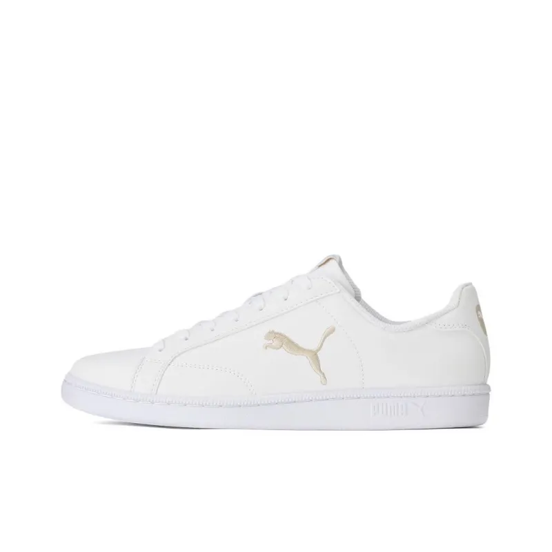PUMA Smash Cat Lightweight And Breathable Low Top Skateboard Shoes Men's White Gold-0