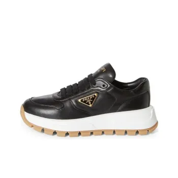 PRADA Triangle logo Leather Sneakers